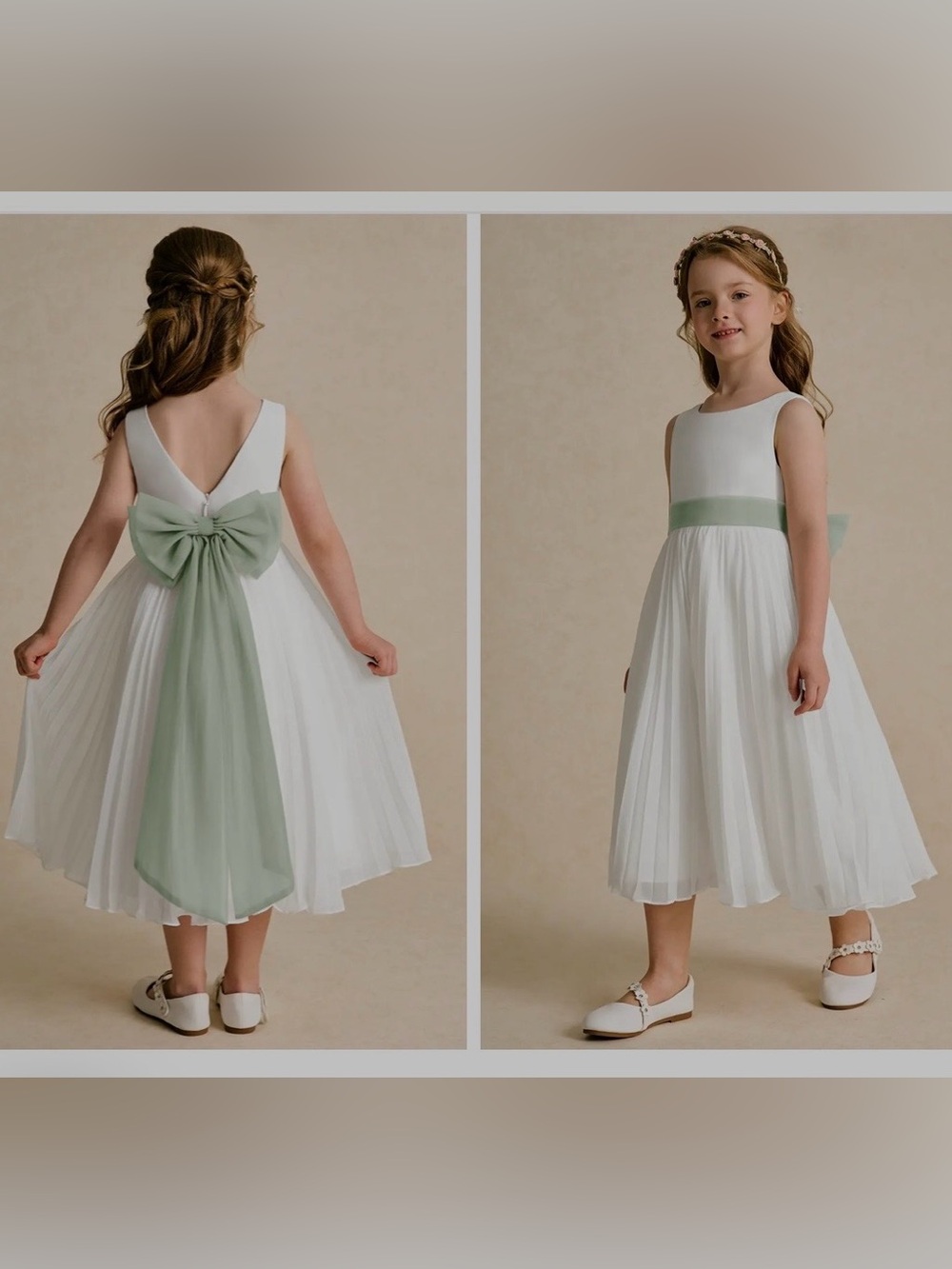 AZAZIE MARGOT
Ivory Dusty Sage A-Line Pleated Chiffon Dress